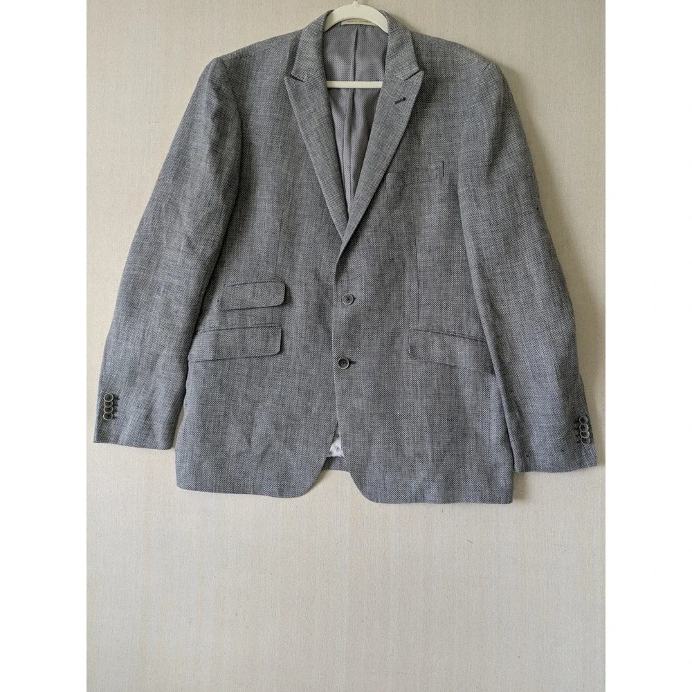 Joseph Abboud Blazer Mens 44 Long Grey Linen Slim Fit Sport Coat Two Button